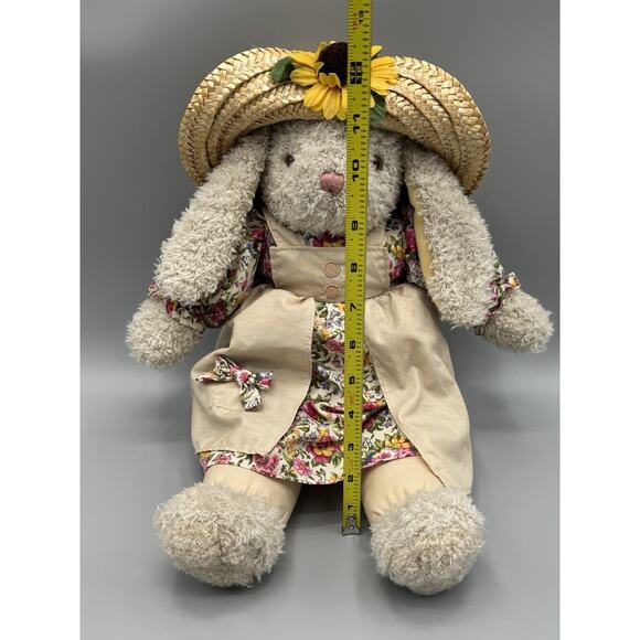 Chosun Bunny Rabbit In Floral Dress & Straw Wicker Hat Plush 16” Stuffed Animal - Picture 2 of 7